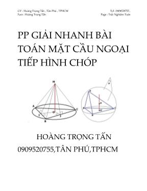Phương pháp Giải nhanh bài toán mặt cầu ngoại tiếp hình chóp Hình học lớp 12 - Hoàng Trọng Tấn